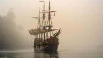 Free photo pirate ship sailing on the sea