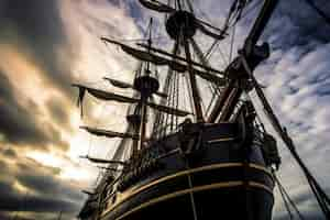 Free photo pirate ship sailing on the sea