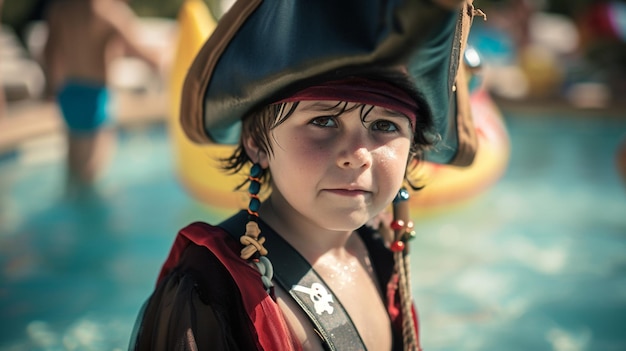 Foto gratuita un evento di nuoto per bambini a tema pirata