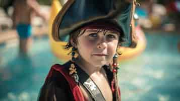 Free photo a piratethemed kids swim event