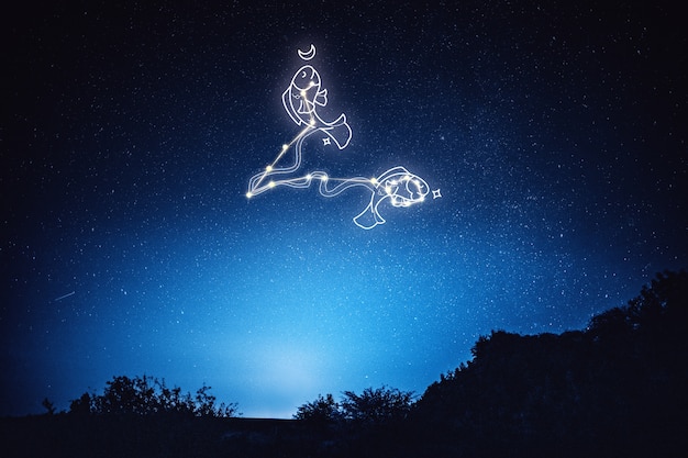 Pisces sign constellation astrology concept