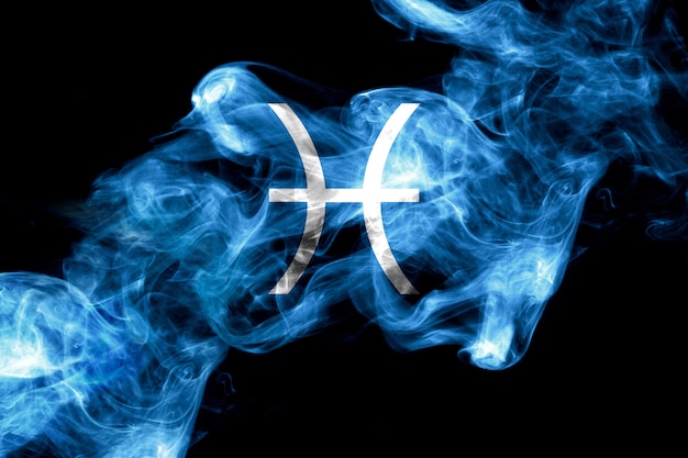 Pisces sign with blue flame