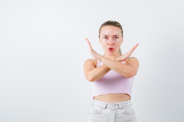 Pissed off girl doesnt want anything on white background