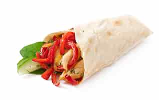 Free photo pita stuffed with chicken and peppers