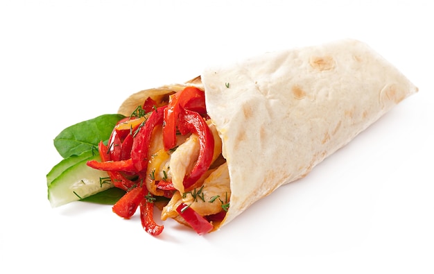 pita stuffed with chicken and peppers