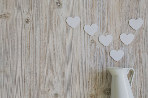 Pitcher with white hearts