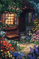 Foto gratuita pixel art style floral garden illustration