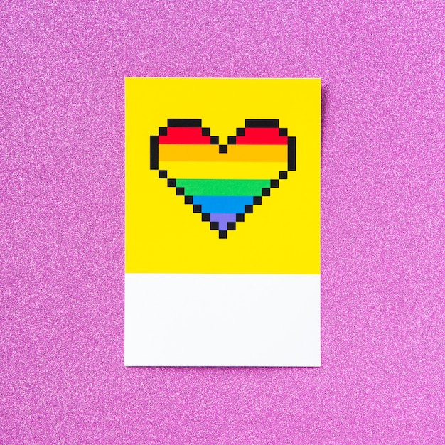 Pixelated lgbt pride rainbow heart