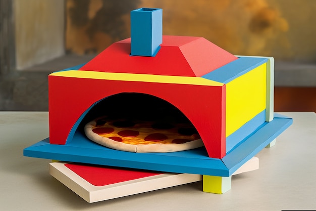 Pizza made of cardboard paper