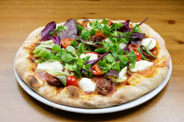 Pizza on a restaurant table