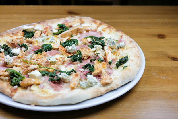 Pizza on a restaurant table