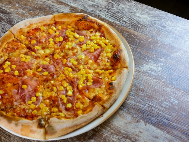Pizza on a restaurant table
