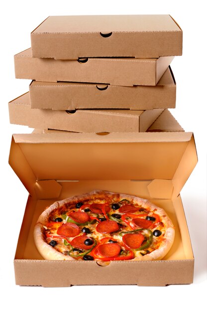 Pizza with delivery box