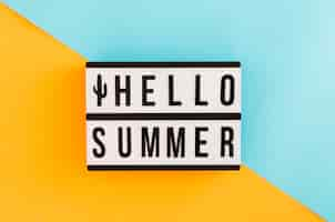 Free photo placard with summer text on colorful background