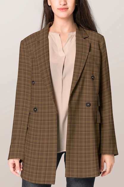 Plaid women’s coat outerwear casual fashion with design space