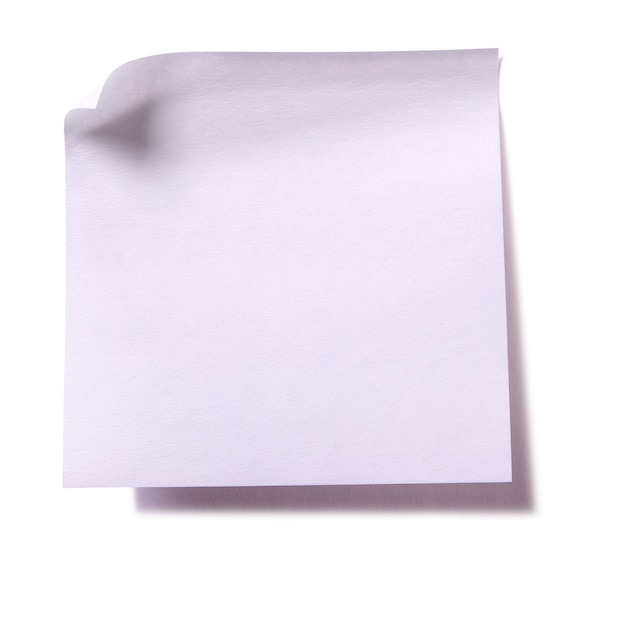 Plain white sticky post note isolated 