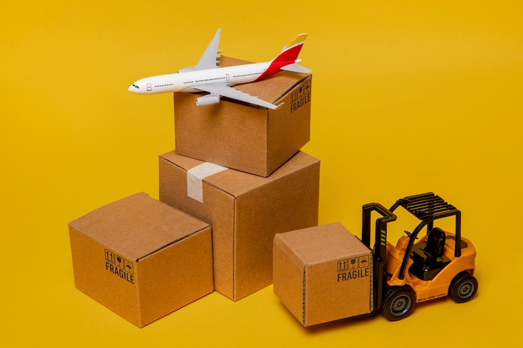 Free Photo plane and boxes arrangement