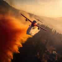 Foto gratuita aereo che cerca di spegnere un incendio