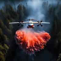 Foto gratuita aereo che cerca di spegnere un incendio