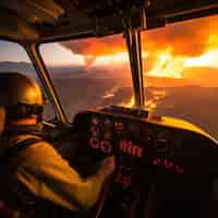 Foto gratuita aereo che cerca di spegnere un incendio