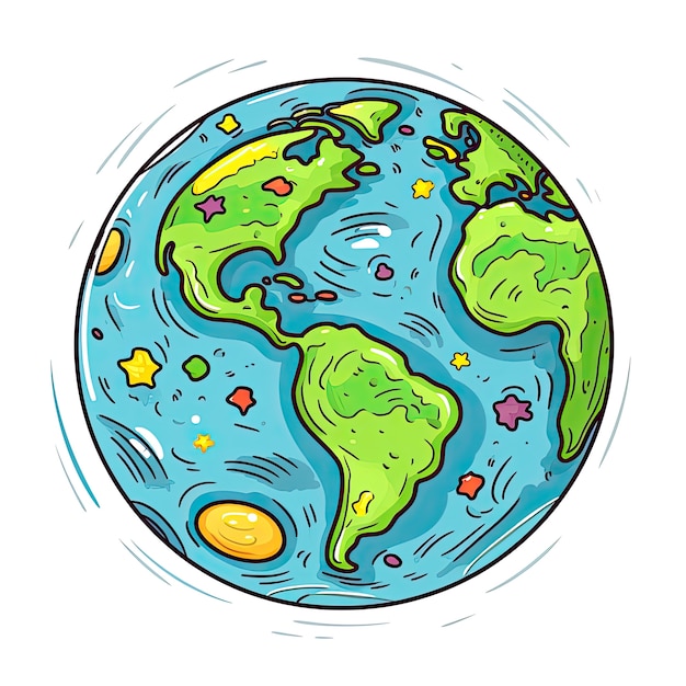 Foto gratuita il pianeta terra in stile cartone animato