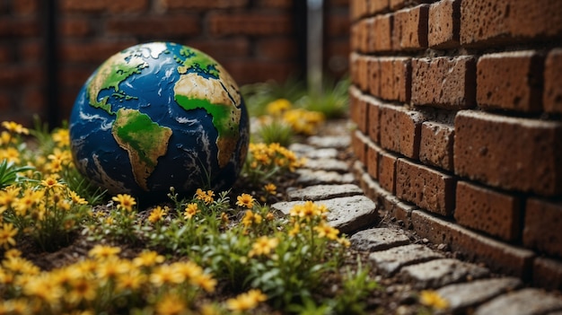 Free photo planet earth globe surrounded by vegetation and nature