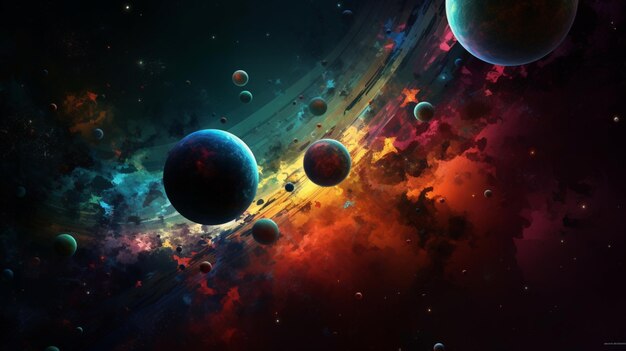 Planet space colorful illustration