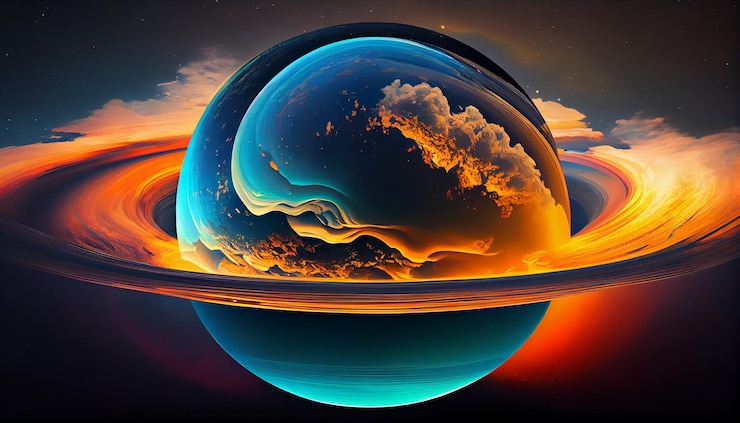 Free Photo a planet with a planet in the middle
