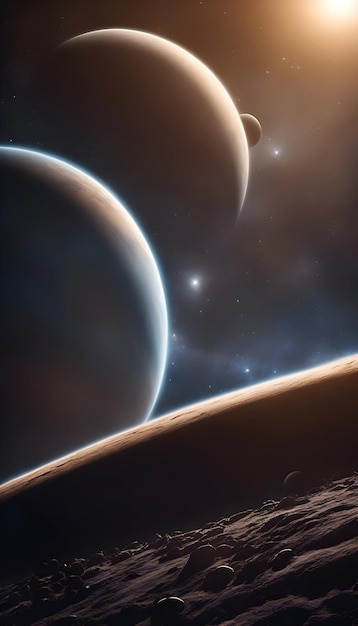행성과 은하 과학소설 벽지 깊은 공간의 아름다움