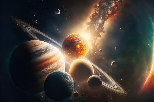 Бесплатное фото Планеты солнечной системы во вселенной