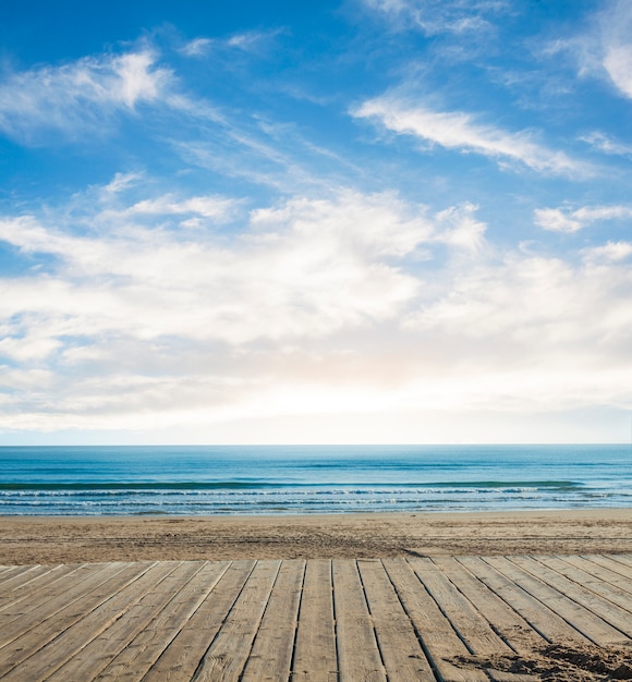 Planks with the horizon in the distance