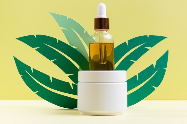 Plant leaves design with serum bottle