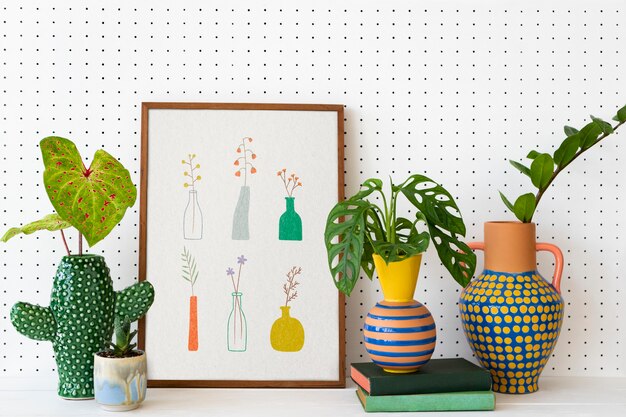 Plant lover home decor with picture frame