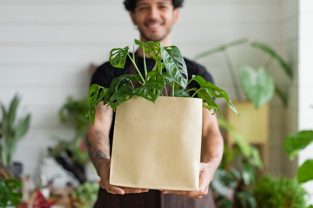 Plant shop business owner delivery packaging