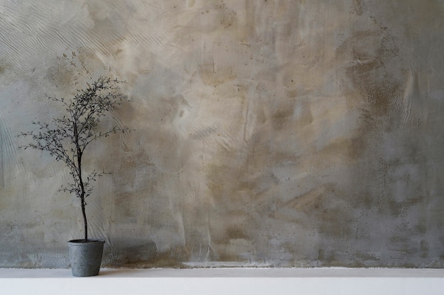 ズーム通話用の植物とスタッコの壁の背景
