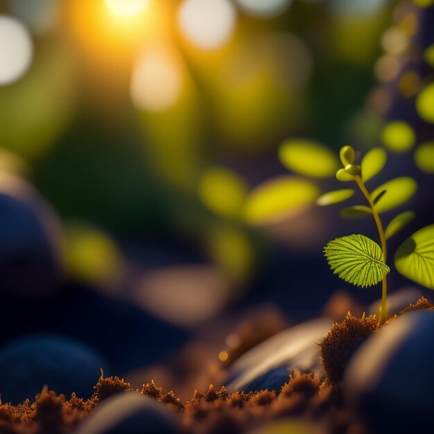 A plant that is growing out of the ground