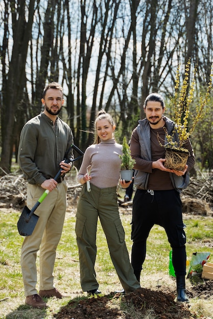 Planting trees as part of reforestation process