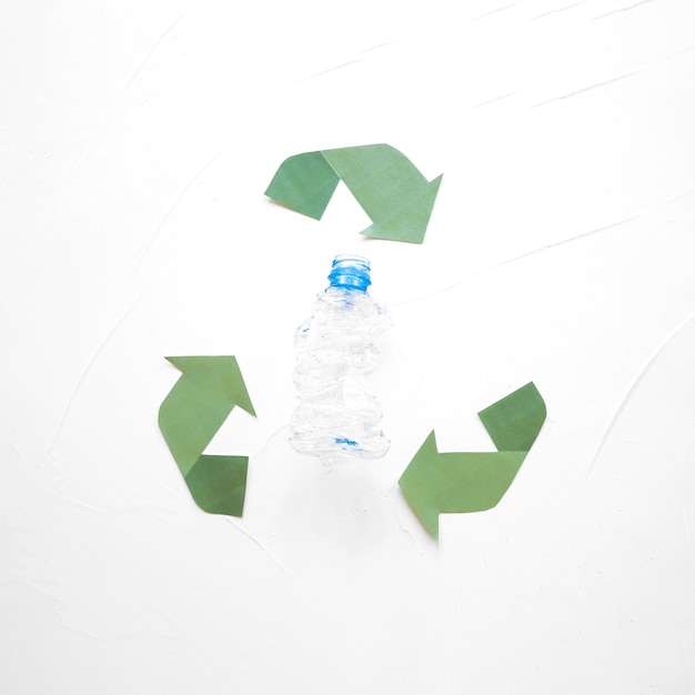 Plastic bottle and recycle logo