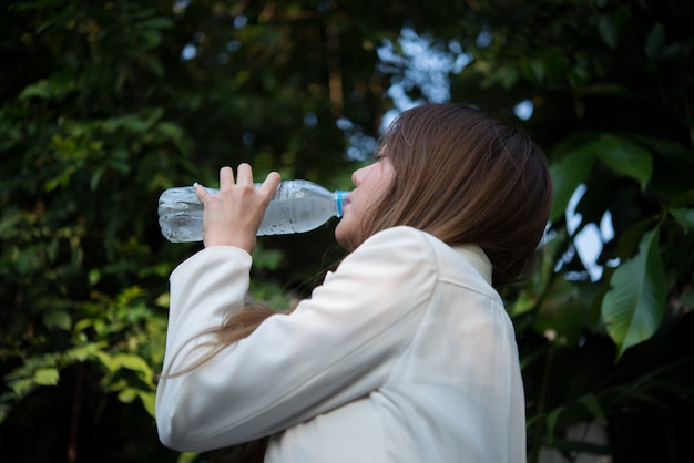 plastic businesswoman female drink person