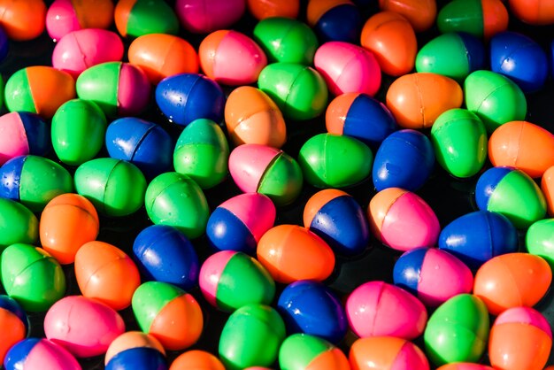 Plastic eggs floating in water