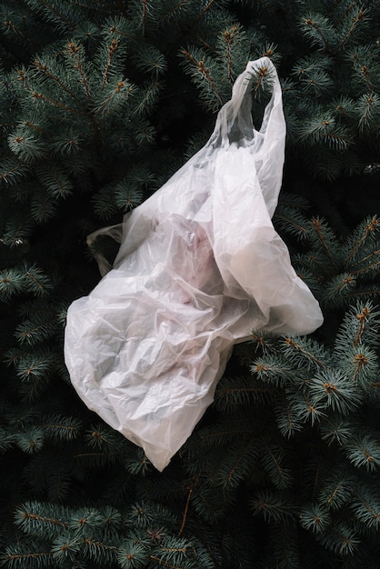 Plastic white bag outdoors