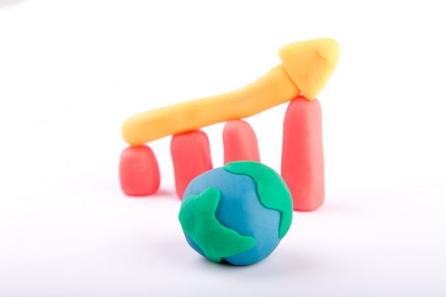 Plasticine of  global business growth bar graph