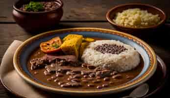 Free photo a plate of food with beans and rice