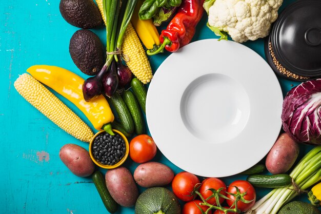 Plate in vegetables assortment