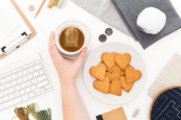 Plate with cookies for breakfast