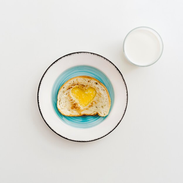 Plate with heart shape egg for baby