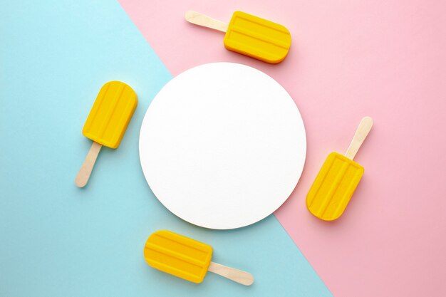 Plate with ice creams arround