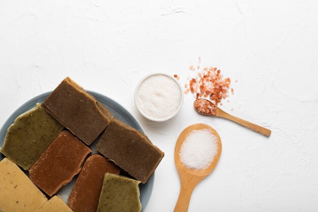 Plate with soap and sea salt