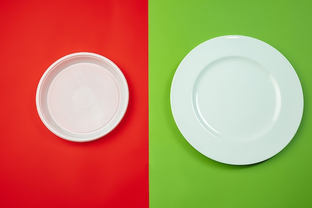 Plates. Eco-friendly life - organic made recycle houseware in compare with polymers, plastics analogues. Home style, natural products for recycle and not harmful to the environment and health.