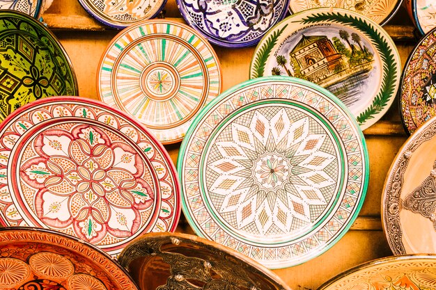 Plates on market in morocco